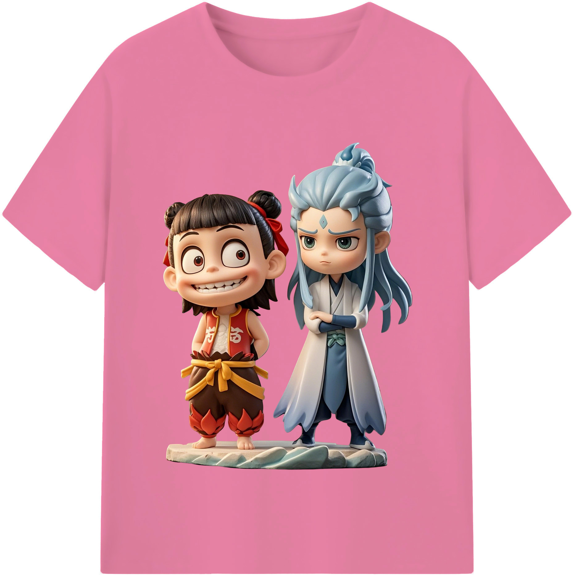 （画像用） Ne Zha 2 ナタ 魔童の大暴れ 綿100％半袖Tシャツ（フロントプリント）